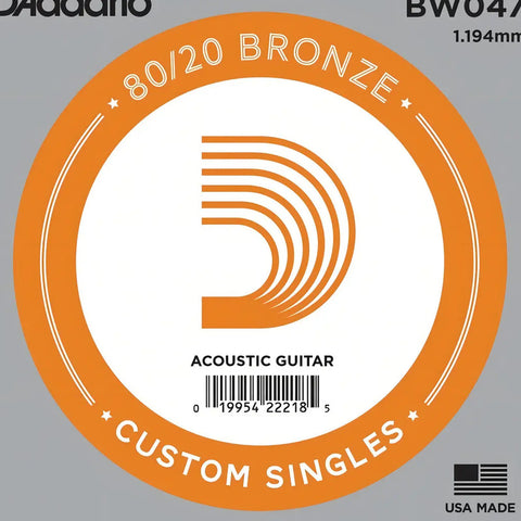 Cuerda D'addario Para Guitarra Acústica De Bronce 80/20, Calibre .047