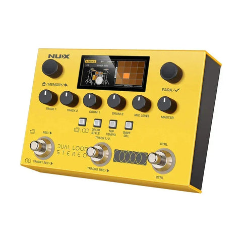 Pedal Looper Nux Dual Loop Stereo De Doble Pista Con 4 Efect Amarillo