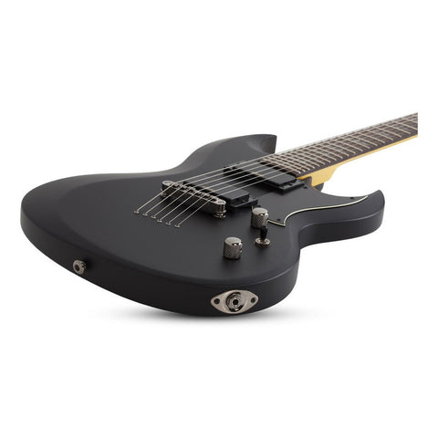 Guitarra Eléctrica Schecter Demon Series S-ii Double-cutaway De Tilo Satin Black Con Diapasón De Wengué