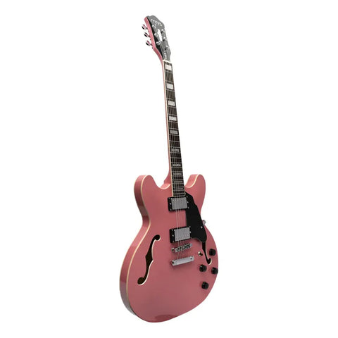 Guitarra Eléctrica 6 Cuerdas Mars Hollowbody 335 Studio Rosa Diestro Rosa Palo De Rosa