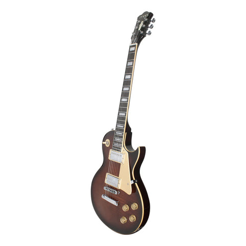 Guitarra Eléctrica Mars Lp Standard Brown Diestro Sombreado Palo De Rosa