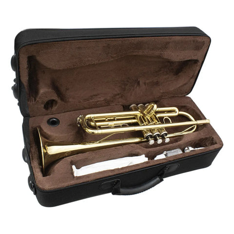 Trompeta Laqueada Tonalidad Bb Con Estuche Maxima Kftr-100g Laqueado