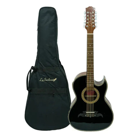 Bajo Quinto La Sevillana Acústico Bq238ceq Diestro Negro Brillante 10