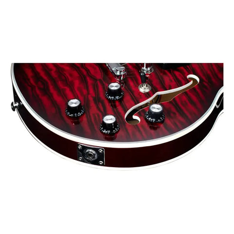 Guitarra Eléctrica 6 Cuerdas Mars Jazzs Jazz Satin Red Color Rojo Material Del Diapasón Arce Orientación De La Mano Diestro