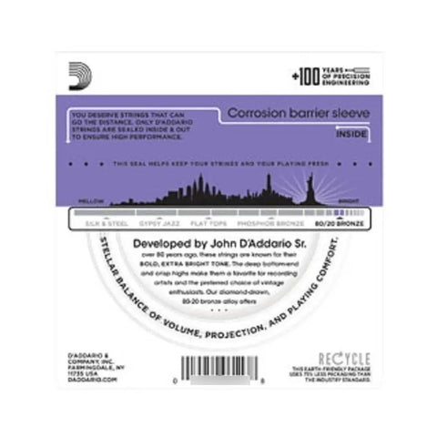 Encordado Guitarra D'addario Ej13 80/20 Bronce Cal 11-52