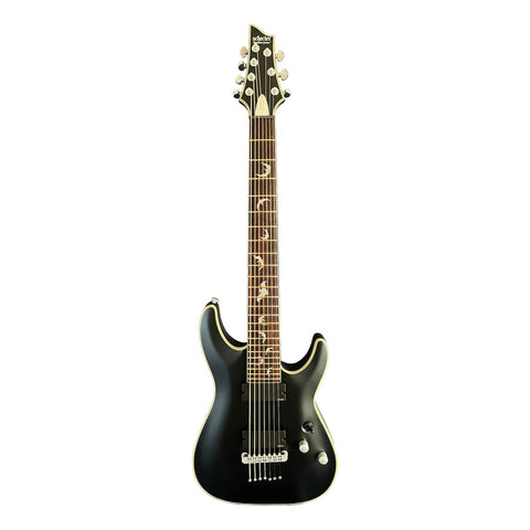 Guitarra Eléctrica Schecter Damien Platinum De 7 Bks, Color Negro Satinado, Diapasón De Palisandro, Material De Diapasón, Guía Para La Mano Derecha