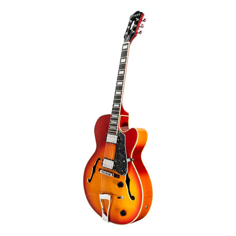 Guitarra Eléctrica Mars Cherry Sunburst Archtop Color Naranja Material Del Diapasón Maple Orientación De La Mano Diestro