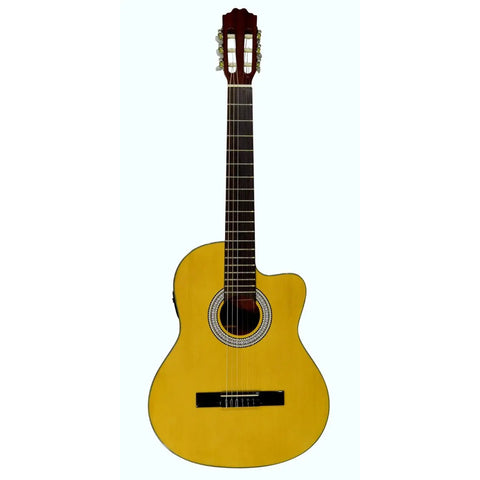 Guitarra Electro Acustica Caja Clásica La Sevillana N-3ce Amarillo