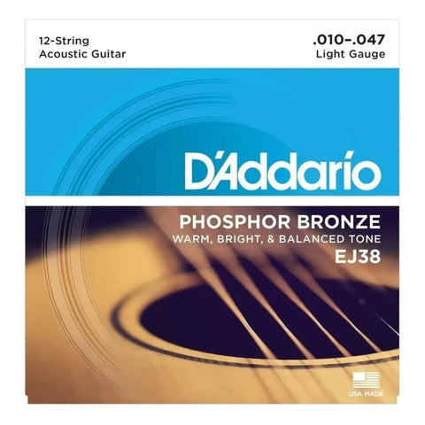 Juego 12 Cuerdas Docerola Guitarra 12 Cuerdas Daddario Ej38