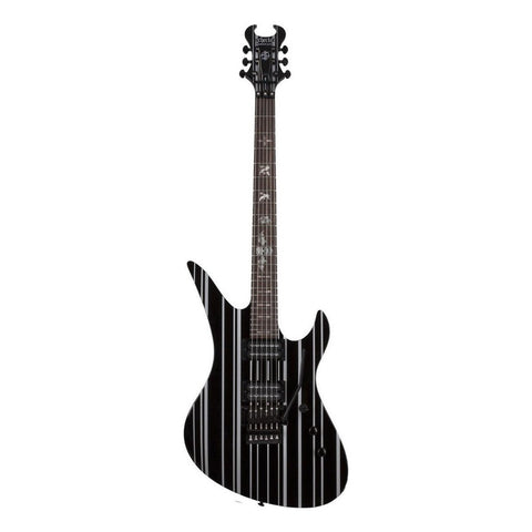 Guitarra Eléctrica Schecter Synyster Standard De Caoba Gloss Black With Silver Pin Stripes Brillante Con Diapasón De Ébano