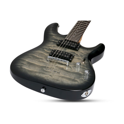 Guitarra Eléctrica Carbon Sombreado Schecter C6plus Chb Diestro Charcoal Burst Palo De Rosa
