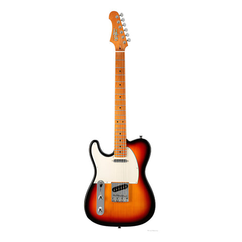 Guitarra Eléctrica Tele Zurda Jet Guitars Jt300 Lh Sunburst Zurdo Marrón Oscuro Maple