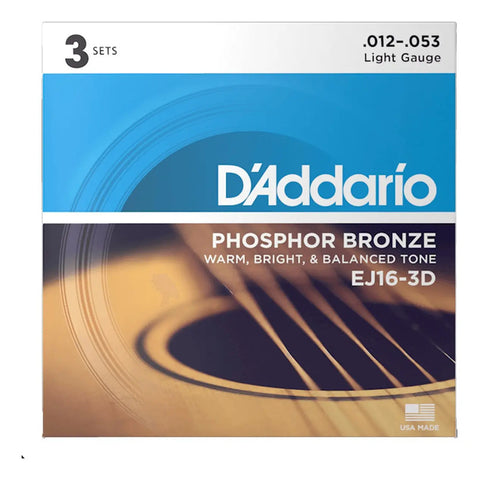 Paquete 3 Cuerdas P/guitarra Acústica Daddario Ej16 3-pack
