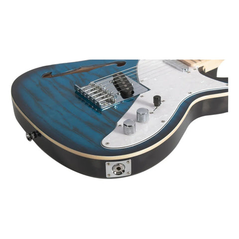 Guitarra Eléctrica 6 Cuerdas Mars Hollowbody Color Azul Material Del Diapasón Arce Orientación De La Mano Diestro