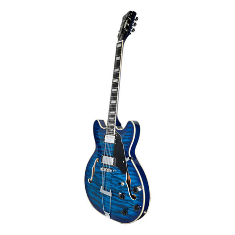 Guitarra Eléctrica 6 Cuerdas Mars Hollowbody 335 Custom Azul Diestro Azul Palo De Rosa