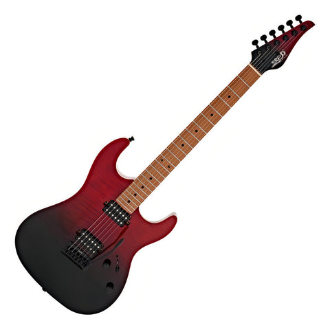 Guitarra Eléctrica Strat Jet Guitars Js-1000v Volcano Color Transparente Red Orientación De La Mano Diestro