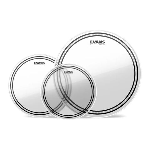 Set Parches Evans Ec2 Clear Doble Capa Etp-ec2sclr-f 10 12 14 Pulgadas