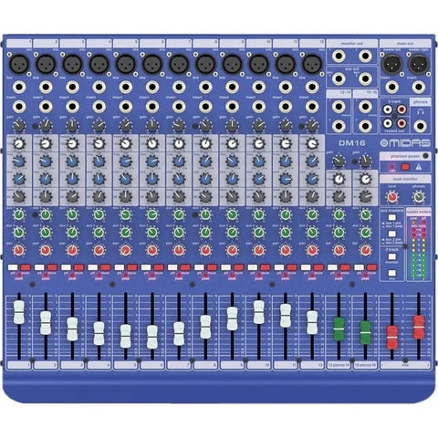Mezcladora Analógica 16 Canales C/preampli P/mic, Midas Dm16