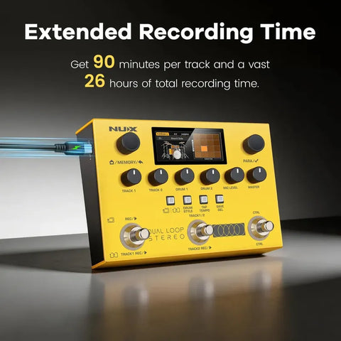 Pedal Looper Nux Dual Loop Stereo De Doble Pista Con 4 Efect Amarillo