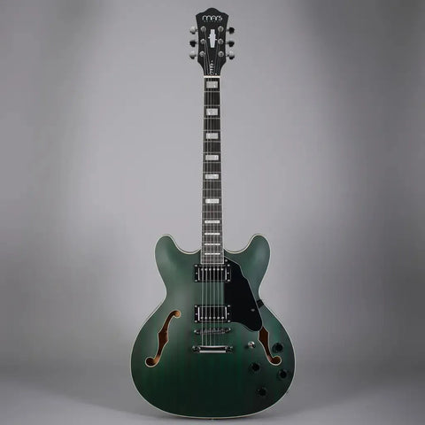 Guitarra Eléctrica 6 Cuerdas Mars Hollowbody 335 Semi Hueca Diestro Verde Oscuro Palo De Rosa
