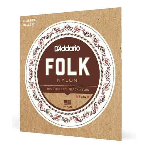 Cuerdas Para Guitarra De Nylon Con Borla D'addario Folk Ej34
