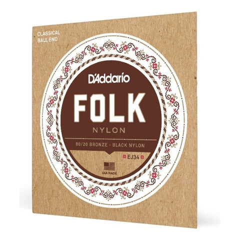 Daddario Folk Ej34 Cuerdas Para Guitarra De Nylon Con Borla