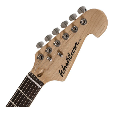 Guitarra Eléctrica Strato Washburn Sdftb-u Trans Black Diestro Negro Techwood
