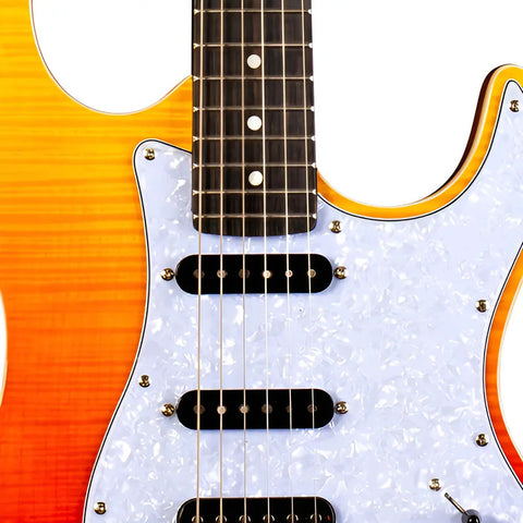 Guitarra Eléctrica Jet Guitars Rojo Transparente Js600 Orientación De La Mano Diestro Ébano Mezclado