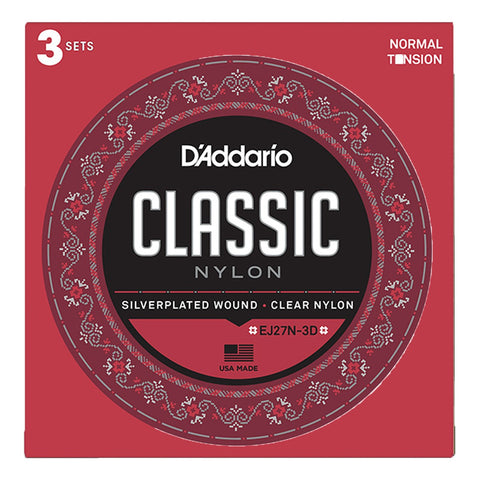 Paquete De 3 Cuerdas Nylon Daddario Ej27n 3-pack