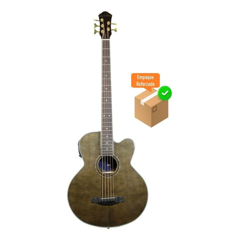 Bajo Electroacústico De 5 Cuerdas La Sevillana B-1005ceq Tbk Color Egro Transparente