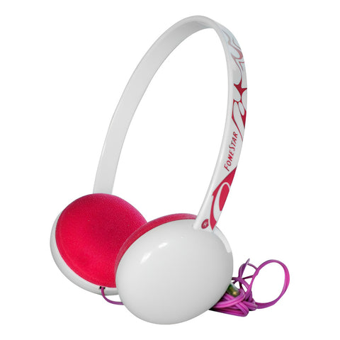 Audifonos Diadema Ajustable Blanco C/rosa Fonestar Fa-598bl Blanco