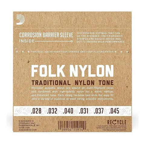 Cuerda Guitarra Folk Nylon Ej32 Silver Wound D'addario