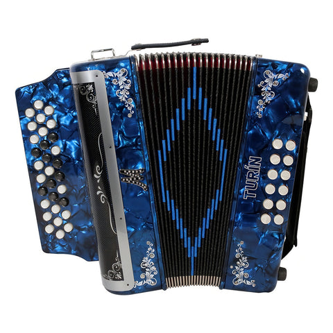 Acordeón Moretti Turin 12 Bajos 31 Botones Tono Sol Azul