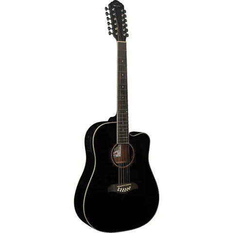 Guitarra Electroacústica 12 Cuerdas Oscar Schmidt Od312ce B Black Diestro