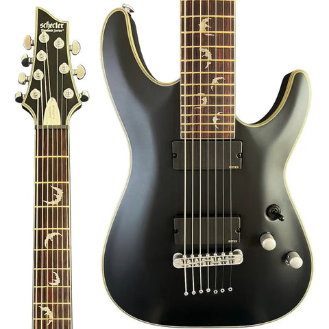Guitarra Eléctrica Schecter Damien Platinum 7 Cuerdas Negro Satinado Diestro Satin Black Palo De Rosa