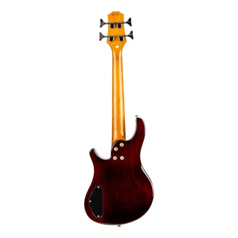 Bajo Eléctrico Flight Mini Bass De 4 Cuerdas Con Funda, Acabado Barnizado Transparent Blue Diestro