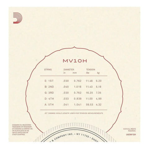 D'addario Mv10h  Cuerdas Vihuela Mariachi Nylon Tensión Alt