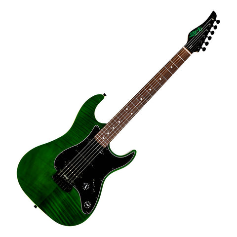 Guitarra Electrica Verde Transparente Jet Guitars Js450 Diestro Verde Transparente Maple Tostado
