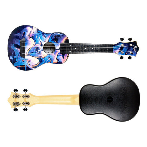 Ukelele Soprano 15 Trastes Con Funda Flight Tus-40 Graffiti Azul