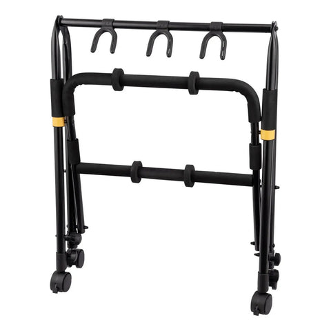 Soporte De Piso Hércules Gs523b Plus Para 3 Guitarras Con Ruedas Negro