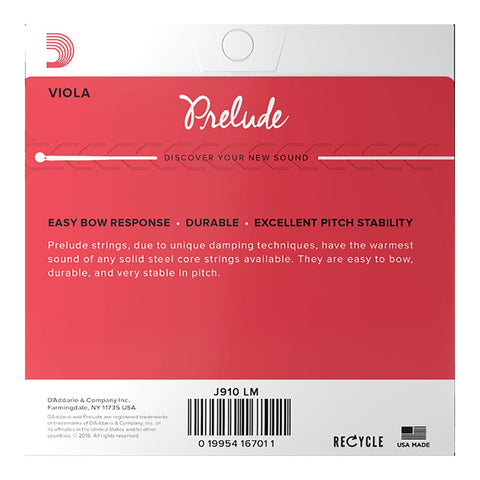 Juego De Cuerdas Para Viola Escala Larga Daddario J-910 L