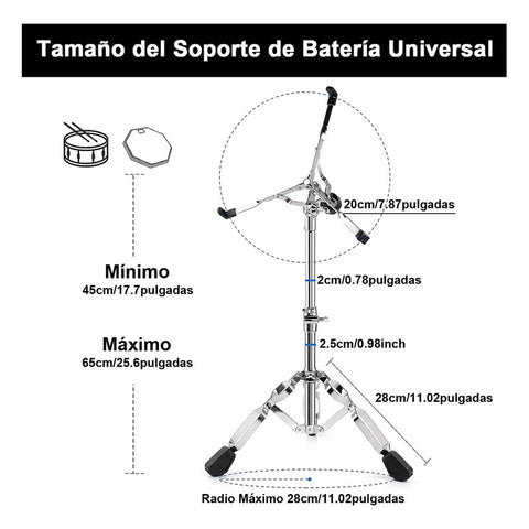 Maxima S-300w Base Soporte Para Tarola De Batería Cromada