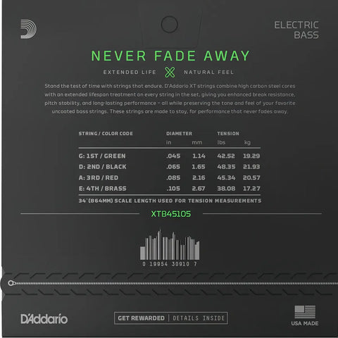 D'addario Xtb45105 Cuerdas Para Bajo Eléctrico 4 45-105 Msi
