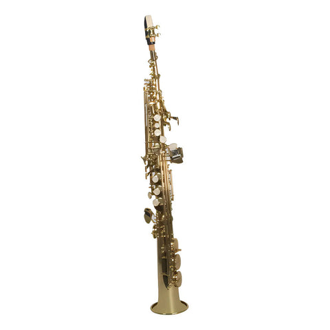 Saxofón Soprano Bb Llave F Wesner Sss1000-g Laqueado Dorado Con Estuche