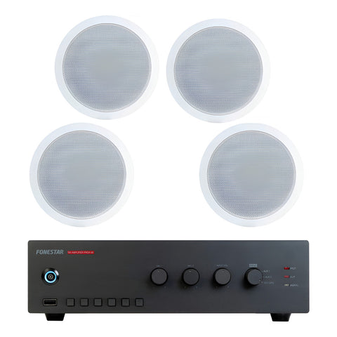 Sistema Amplificador Con 4 Bocinas Fonestar Pack Ahorro 100 Negro 6 W