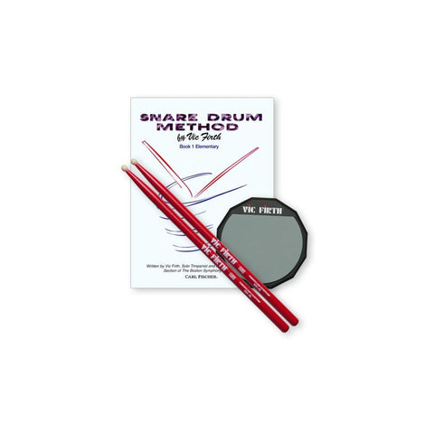 Kit Vic Firth Launch Pad Kit C/ Pad Práctica Palillos Método Color Gris/rojo