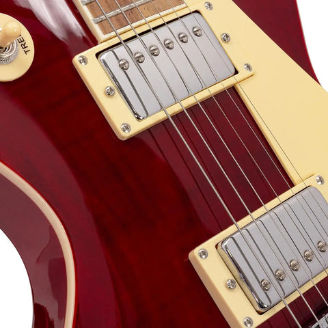 Guitarra Eléctrica Con Case Serie Unique Cosmos-wr Babilon Roja Color Vino