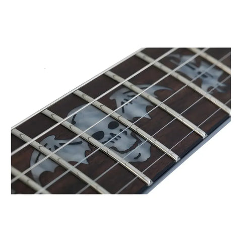 Guitarra Eléctrica Schecter Synyster Caoba Ebano Floyd Rose Humbucker Diestro Gloss Black With Silver Pin Stripes