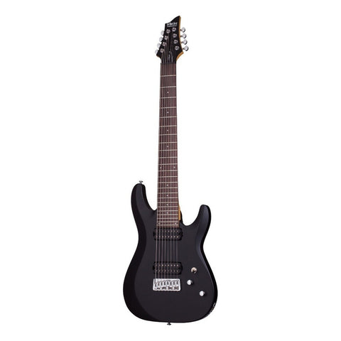 Guitarra Eléctrica Schecter Deluxe Negra 8 Cuerdas Satin Palo De Rosa