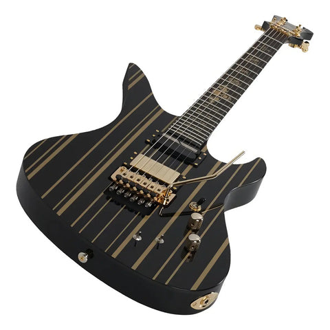 Guitarra Eléctrica Schecter Synyster Custom-s Negra 6 Cuerdas Caoba Diestro Gloss Black With Gold Stripes Ébano